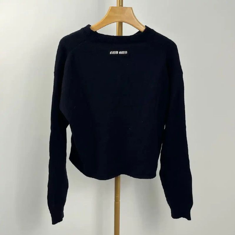 Miu Miu Miu Miu Black Wool Pullover Sweater 0089 Size L / US 10 / IT 46 - 2 Thumbnail