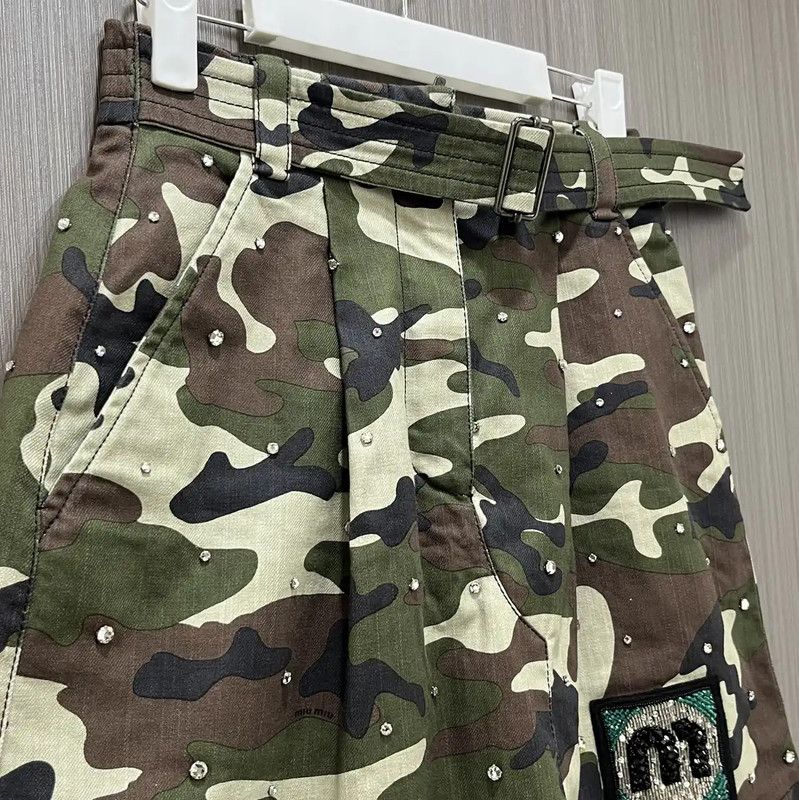 Miu Miu Miu Miu Women's Cotton Camouflage Skirt 0089 Size 23" - 2 Thumbnail