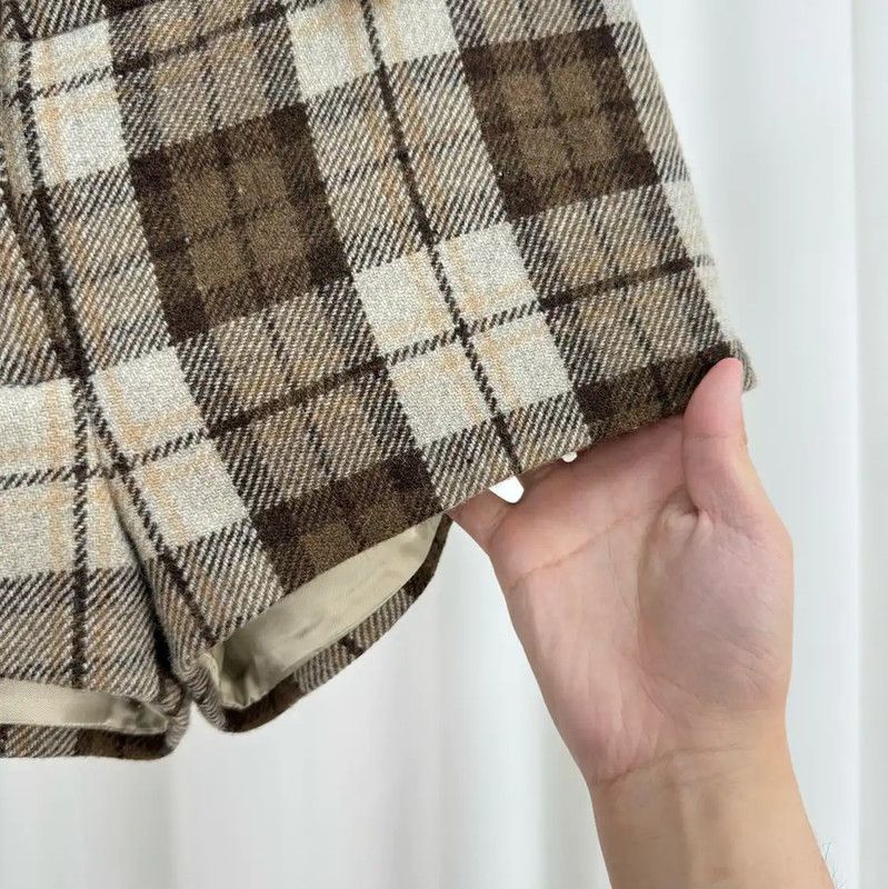 Miu Miu Miu Miu Summer Khaki Checkered Cotton Shorts 0089 Size 23" - 4 Thumbnail