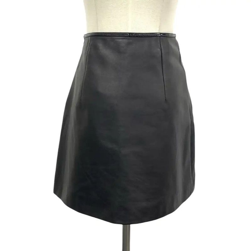 Miu Miu Miu Miu Black Lambskin Leather Skirt 0089 Size 27" / US 4 / IT 40 - 2 Thumbnail