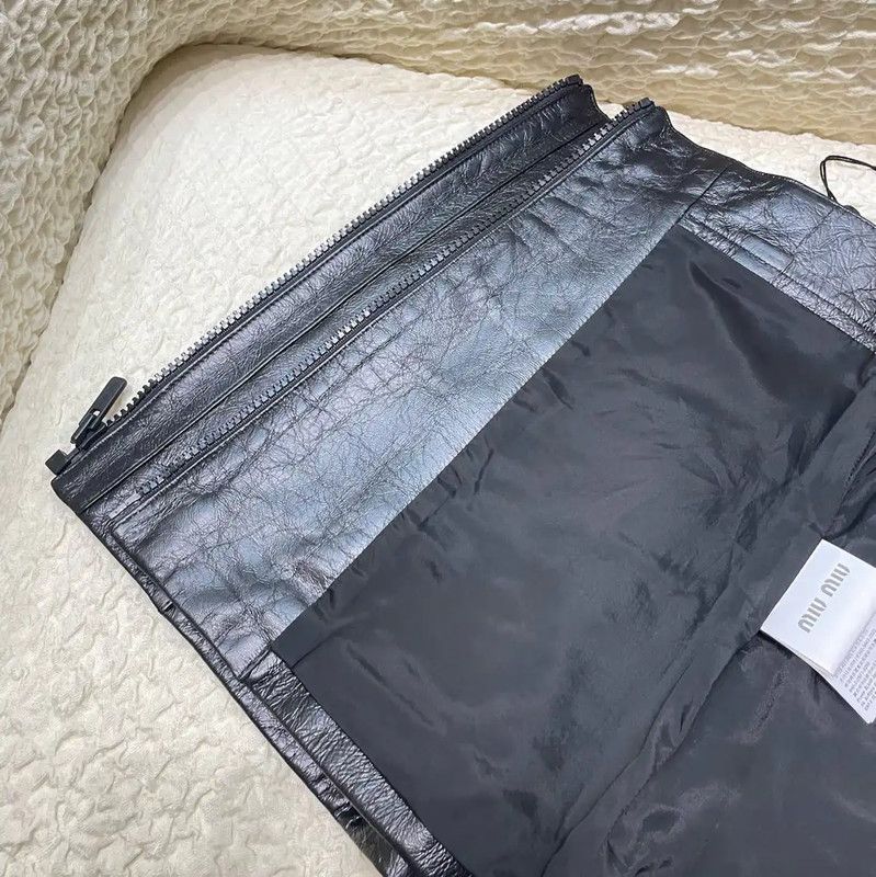 Miu Miu Miu Miu Black Leather Skirt for Women 0089 Size 42" / US 20 - 3 Thumbnail