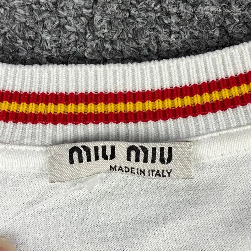 Miu Miu Miu Miu White Cotton T-Shirt for Women 0089 Size XS / US 0-2 / IT 36-38 - 4 Thumbnail