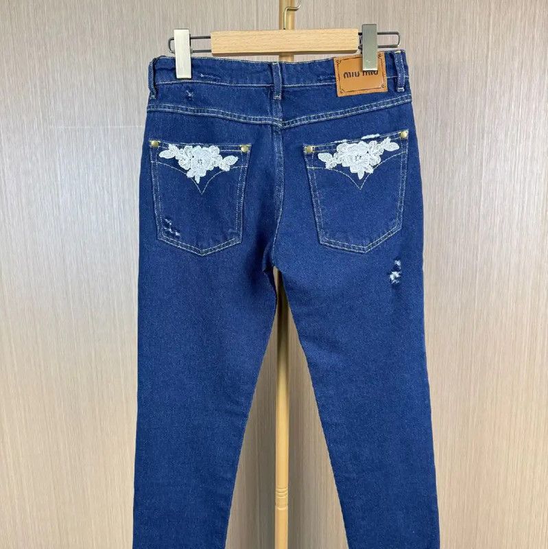 Miu Miu Miu Miu Blue Cotton Women's Denim Pants 0089 Size 26" / US 2 / IT 38 - 2 Thumbnail
