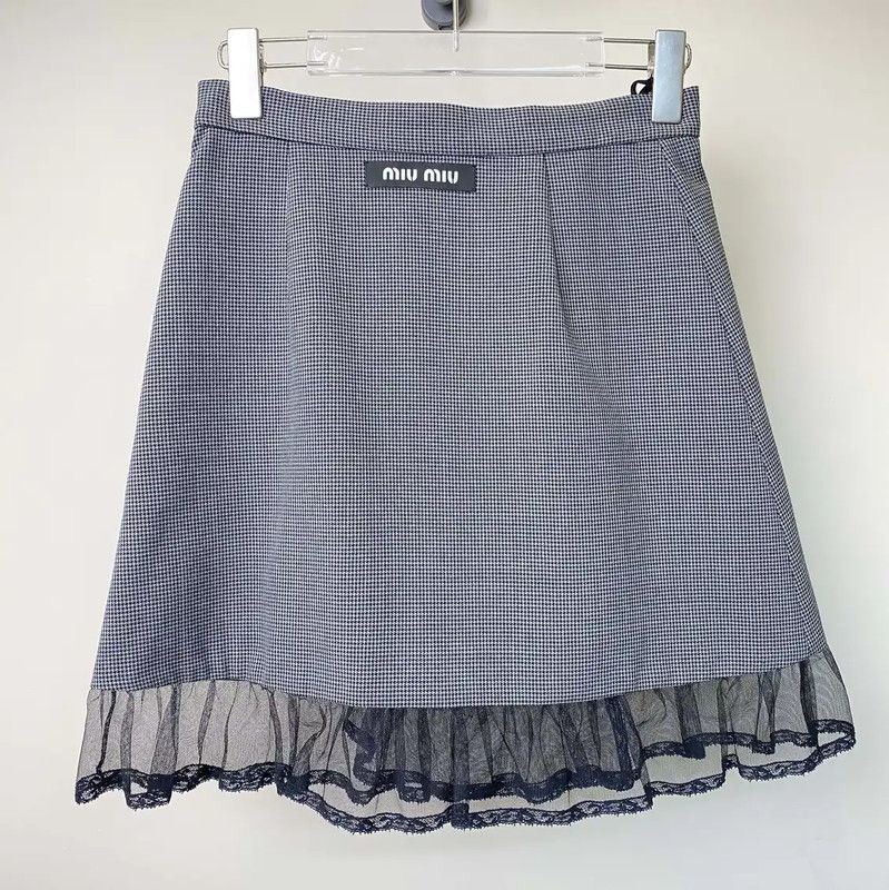 Miu Miu Miu Miu Gray Cotton Women's Skirt 0089 Size 23" - 2 Thumbnail
