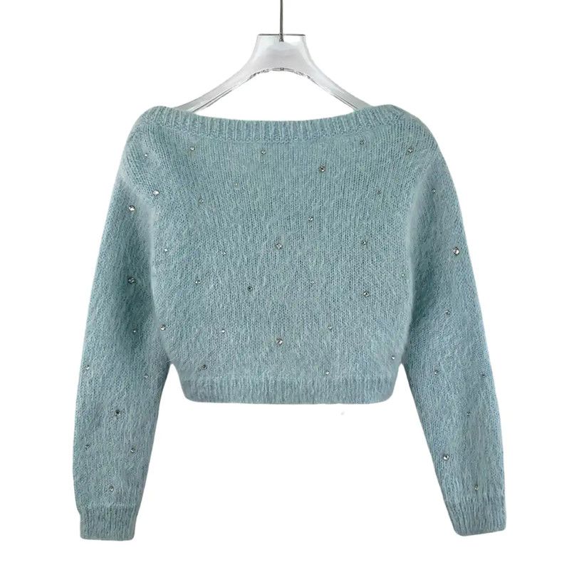 Miu Miu Miu Miu Light Blue Mohair Cardigan for Women 0089 Size M / US 6-8 / IT 42-44 - 2 Thumbnail