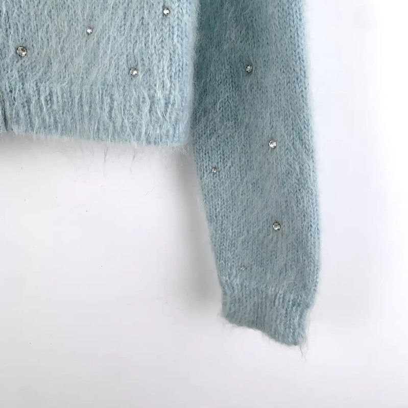 Miu Miu Miu Miu Light Blue Mohair Cardigan for Women 0089 Size M / US 6-8 / IT 42-44 - 4 Thumbnail