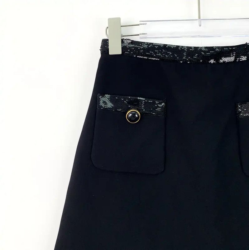 Miu Miu Miu Miu Black Womens Skirt with pockets 0089 Size 23" - 3 Thumbnail