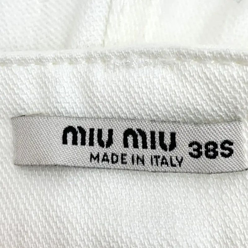 Miu Miu Miu Miu White Cotton Women's Casual Pants 0089 Size 23" - 5 Thumbnail