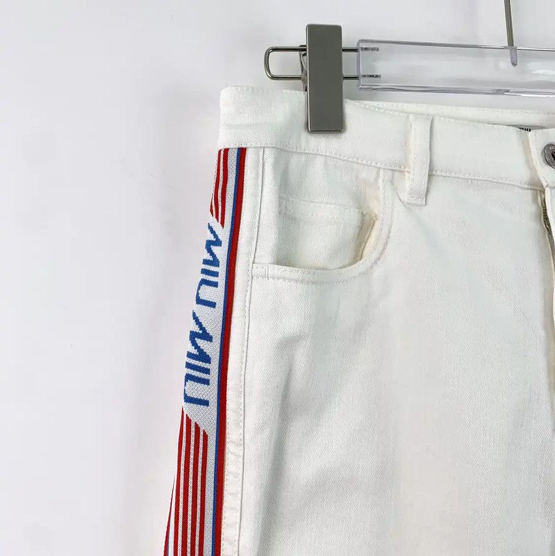 Miu Miu Miu Miu White Cotton Women's Casual Pants 0089 Size 23" - 3 Thumbnail