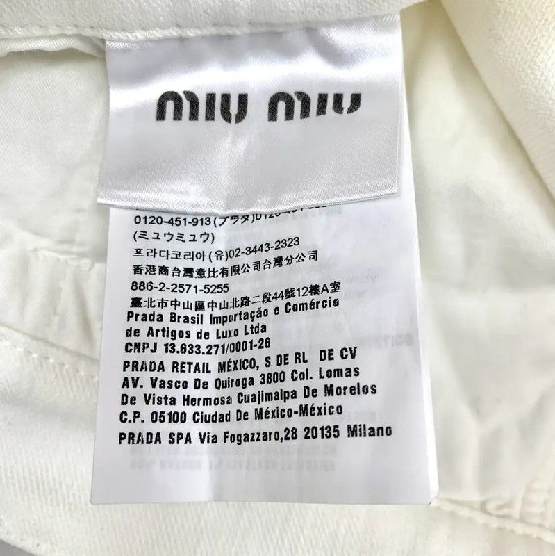 Miu Miu Miu Miu White Cotton Women's Casual Pants 0089 Size 23" - 6 Thumbnail