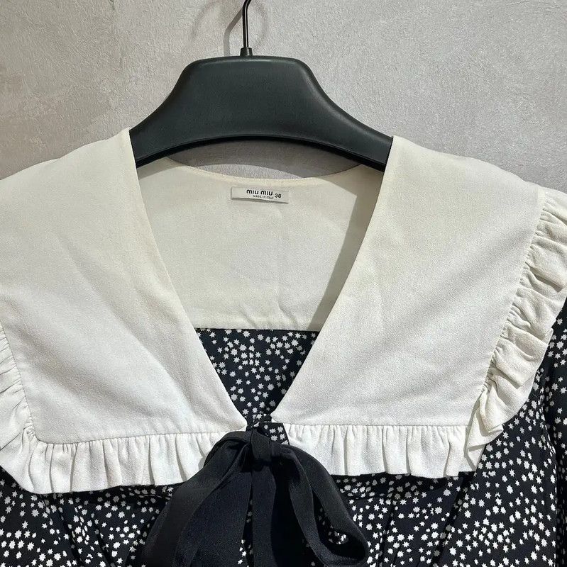 miu miu black and white dress Miu Miu Black Silk Dress 2000's – Vintage TTS main image 0