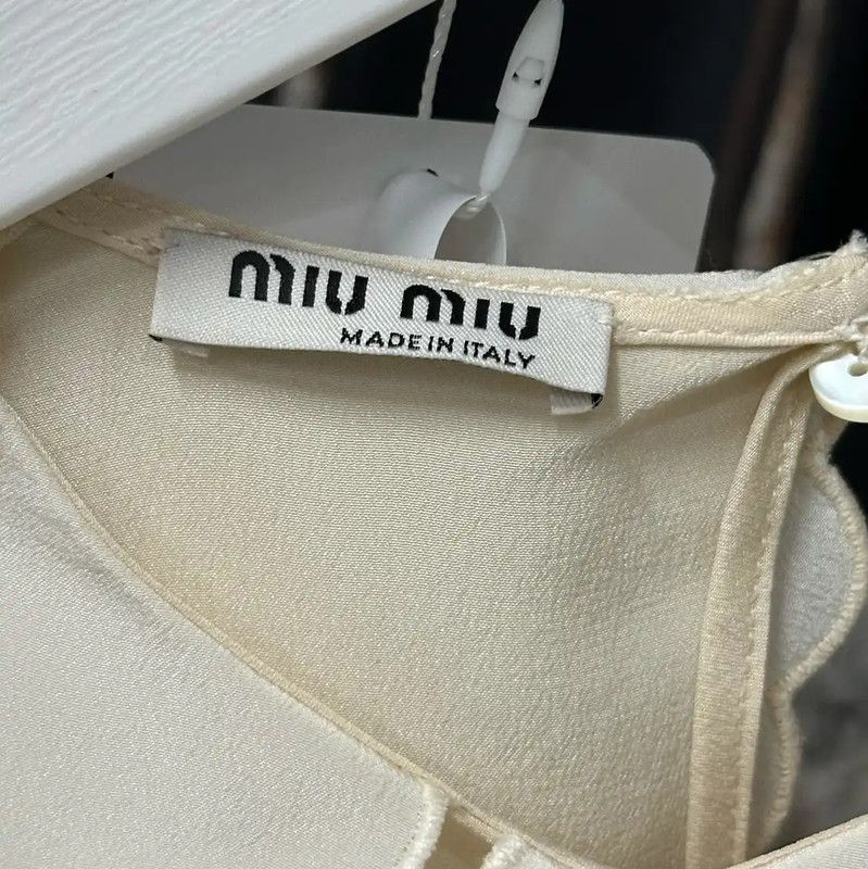 Miu Miu Miu Miu Beige Long Sleeve Short Top 0089 Size ONE SIZE - 7 Thumbnail