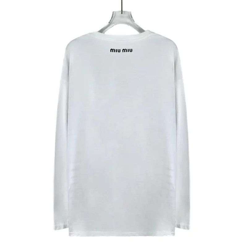 Miu Miu Miu Miu White Striped Cotton T-shirt 0089 Size S / US 4 / IT 40 - 2 Thumbnail