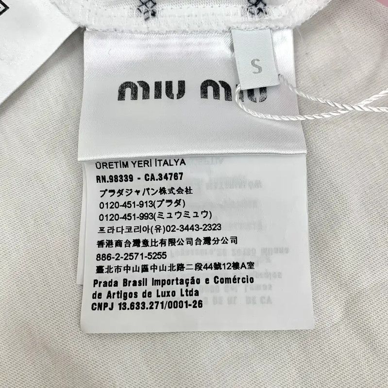 Miu Miu Miu Miu White Striped Cotton T-shirt 0089 Size S / US 4 / IT 40 - 7 Thumbnail
