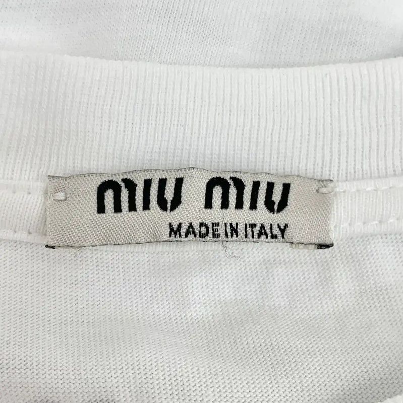 Miu Miu Miu Miu White Striped Cotton T-shirt 0089 Size S / US 4 / IT 40 - 6 Thumbnail