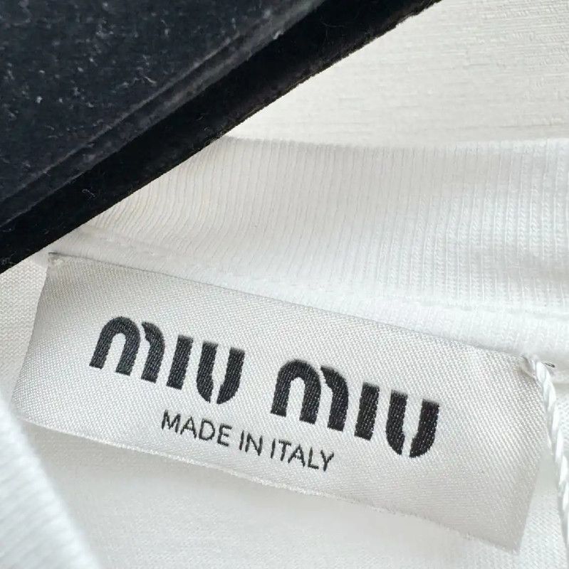 Miu Miu Miu Miu White Cotton Women's T-Shirt 0089 Size L / US 10 / IT 46 - 3 Thumbnail