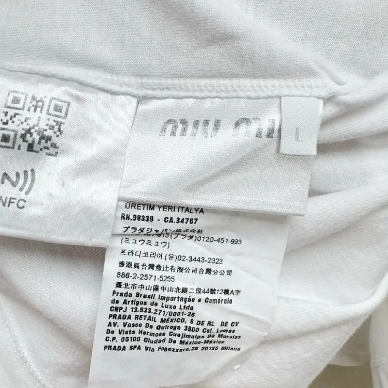 Miu Miu Miu Miu White Cotton Women's T-Shirt 0089 Size L / US 10 / IT 46 - 5 Thumbnail