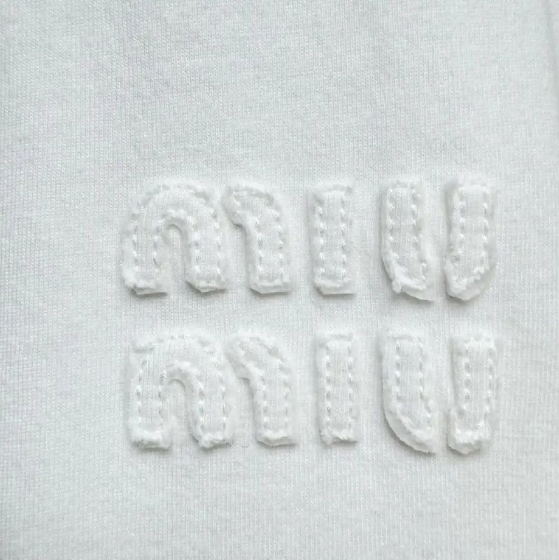 Miu Miu Miu Miu White Cotton Women's T-Shirt 0089 Size L / US 10 / IT 46 - 2 Thumbnail