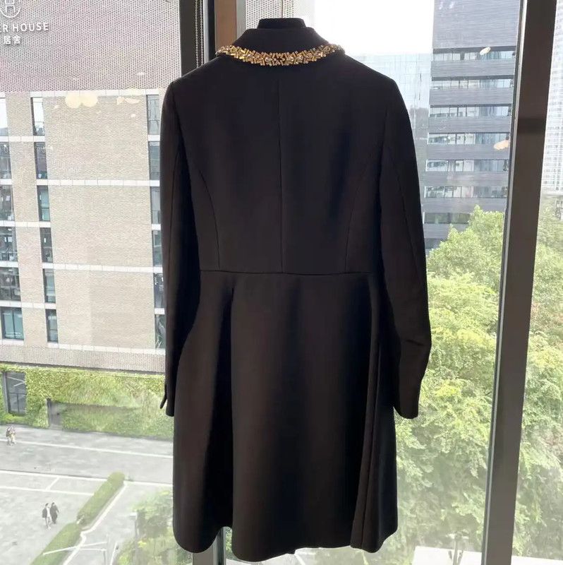 Miu Miu Miu Miu Black Polyester Women's Trench Coat 0089 Size ONE SIZE - 2 Thumbnail