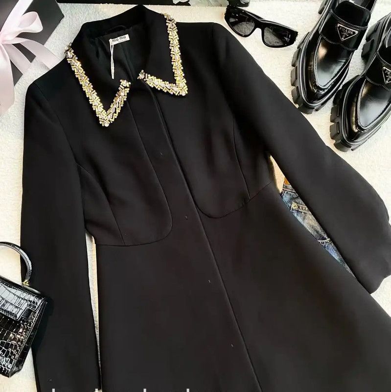 Miu Miu Miu Miu Black Polyester Women's Trench Coat 0089 Size ONE SIZE - 4 Thumbnail