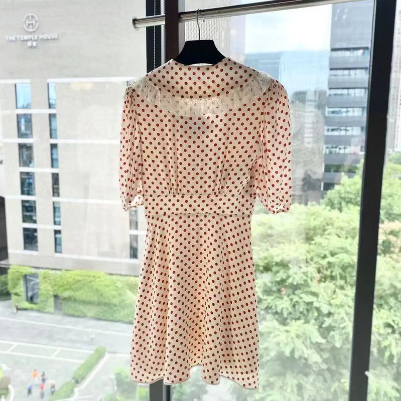 Miu Miu Miu Miu Polka Dot Silk Dress for Women 0089 Size ONE SIZE - 2 Thumbnail