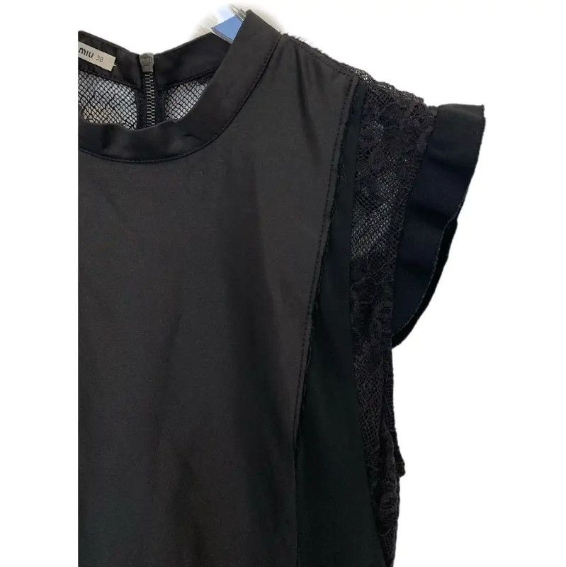 Miu Miu Miu Miu Pleated Black Dress with Embroidery 0089 Size S / US 4 / IT 40 - 2 Thumbnail