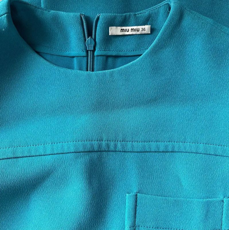 Miu Miu Miu Miu Blue Long Sleeve Dress 0089 Size S / US 4 / IT 40 - 3 Thumbnail