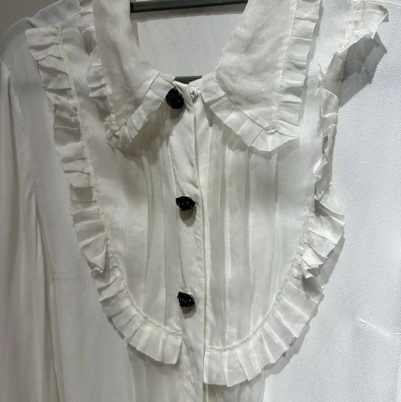 Miu Miu Miu Miu White Silk Women's Shirt 0089 Size M / US 6-8 / IT 42-44 - 4 Thumbnail
