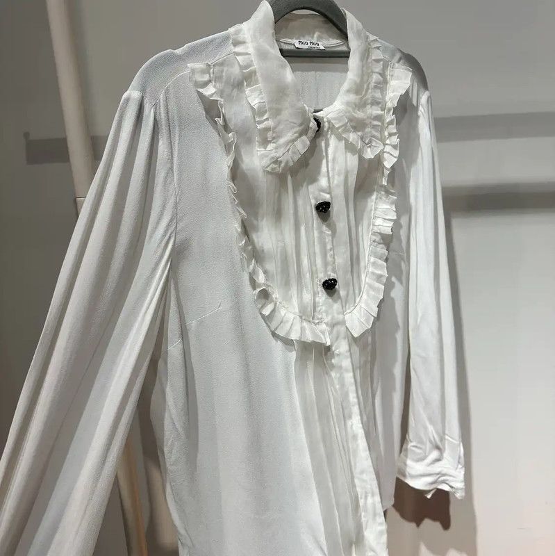 Miu Miu Miu Miu White Silk Women's Shirt 0089 Size M / US 6-8 / IT 42-44 - 6 Thumbnail