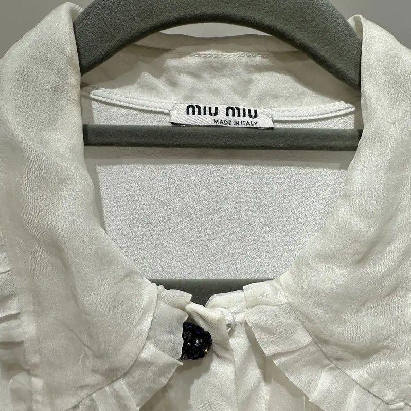 Miu Miu Miu Miu White Silk Women's Shirt 0089 Size M / US 6-8 / IT 42-44 - 3 Thumbnail