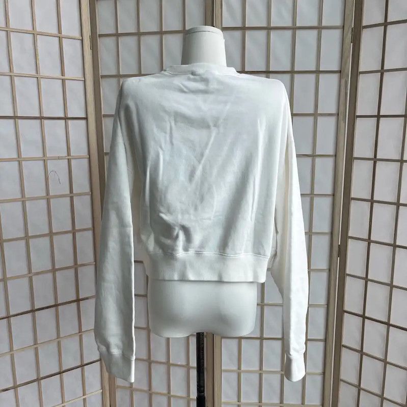 Miu Miu Miu Miu Women's White Cotton Cropped Sweatshirt 0089 Size XS / US 0-2 / IT 36-38 - 2 Thumbnail