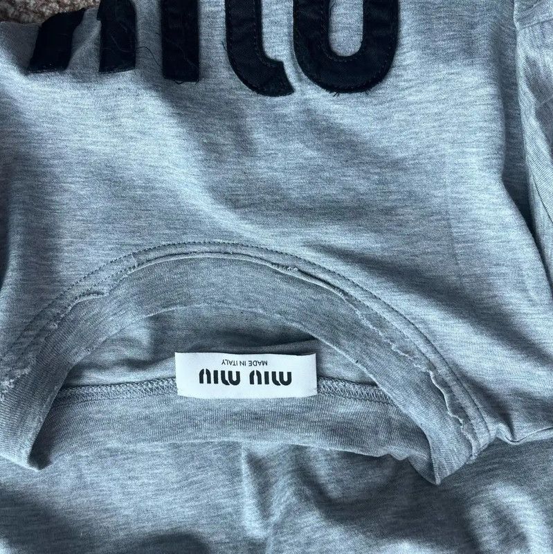 Miu Miu Miu Miu Gray Cotton T-Shirt for Women 0089 Size M / US 6-8 / IT 42-44 - 3 Thumbnail