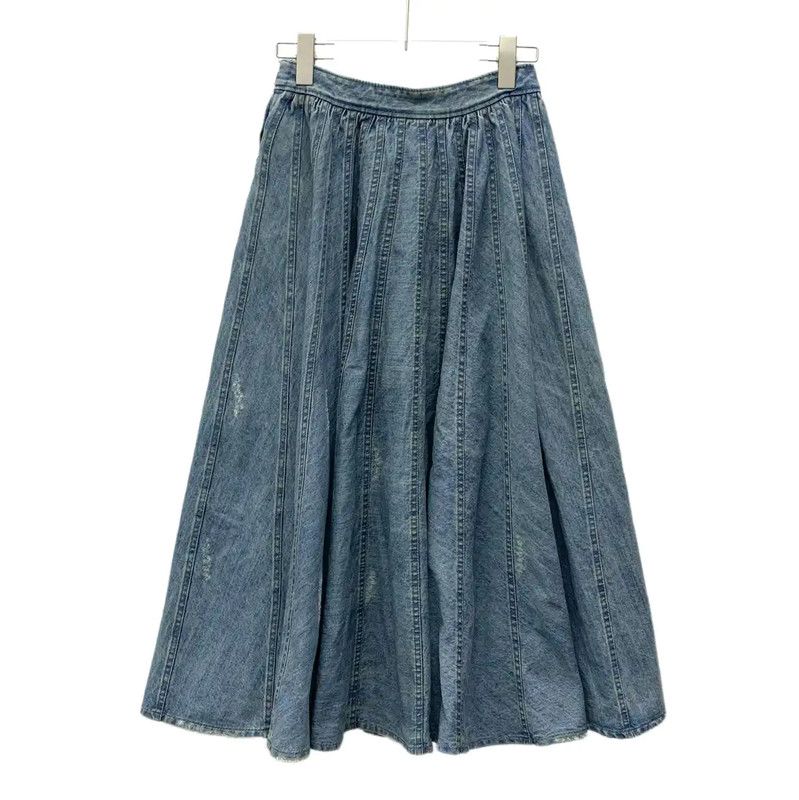 Miu Miu Miu Miu Blue Cotton Pleated Skirt 0089 Size 24" / US 00 / IT 34 - 2 Thumbnail