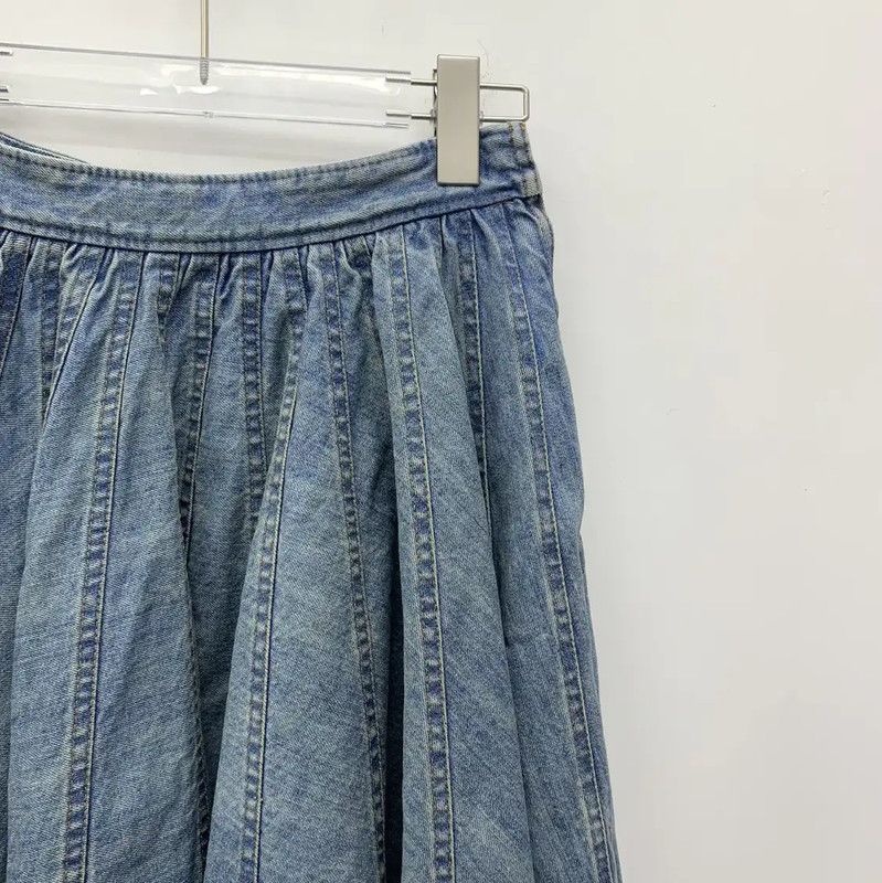 Miu Miu Miu Miu Blue Cotton Pleated Skirt 0089 Size 24" / US 00 / IT 34 - 3 Thumbnail