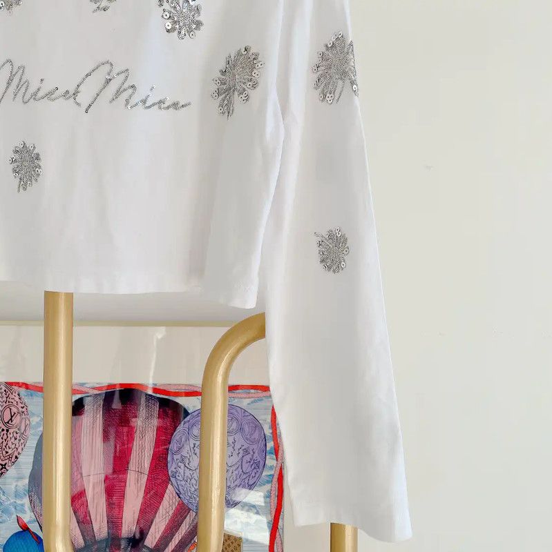 Miu Miu Miu Miu Summer White Crop Long Sleeve T-Shirt 0089 Size S / US 4 / IT 40 - 4 Thumbnail