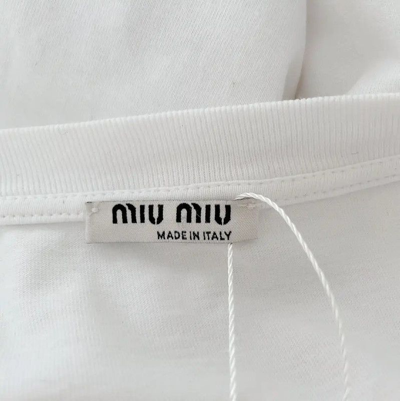 Miu Miu Miu Miu Summer White Crop Long Sleeve T-Shirt 0089 Size S / US 4 / IT 40 - 6 Thumbnail