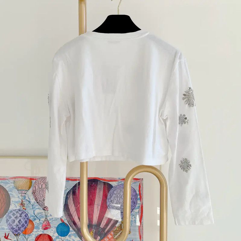 Miu Miu Miu Miu Summer White Crop Long Sleeve T-Shirt 0089 Size S / US 4 / IT 40 - 5 Thumbnail
