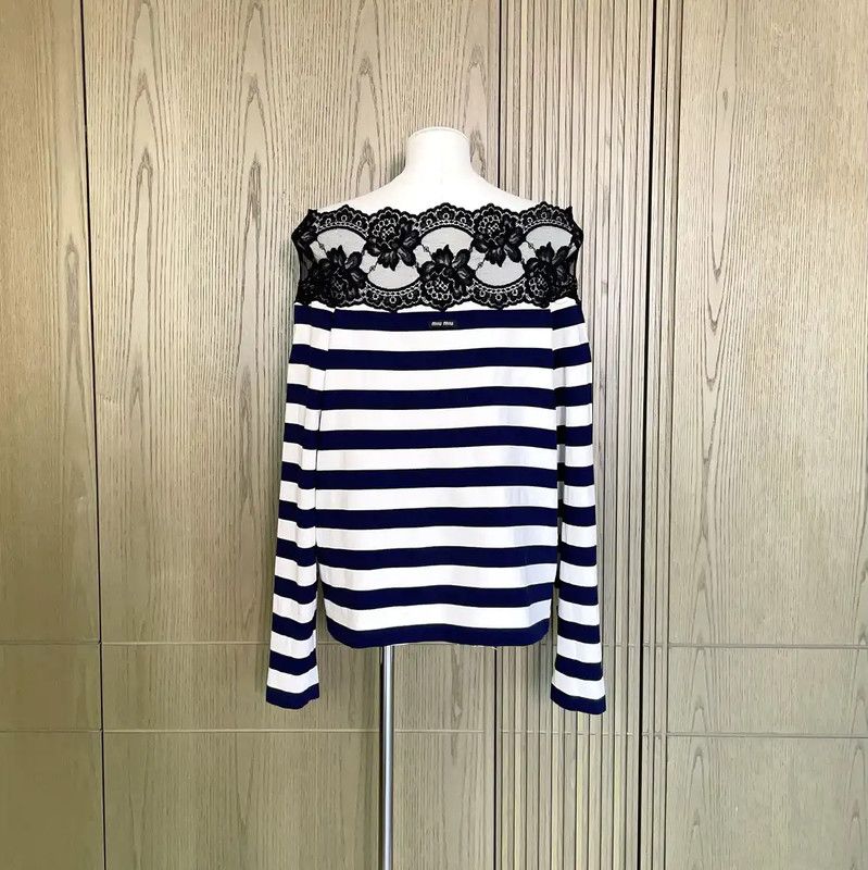 Miu Miu Miu Miu Colorful Striped Long Sleeve T-Shirt 0089 Size M / US 6-8 / IT 42-44 - 2 Thumbnail