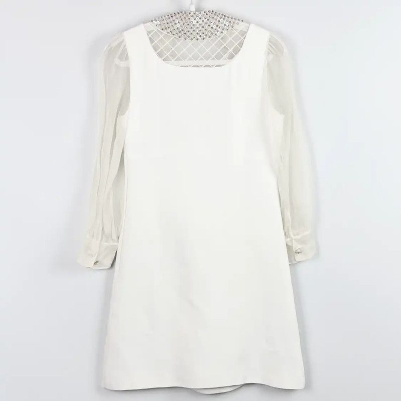Miu Miu Miu Miu White Long Sleeve Dress 0089 Size ONE SIZE - 2 Thumbnail