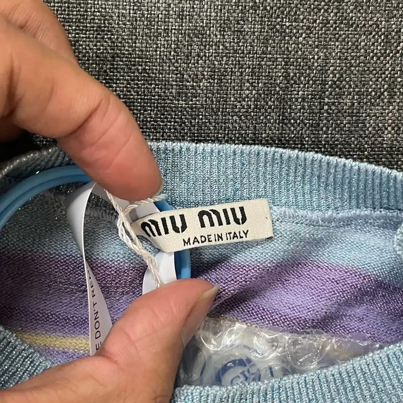 Miu Miu Miu Miu Blue Silk Pullover Sweater 0089 Size S / US 4 / IT 40 - 3 Thumbnail