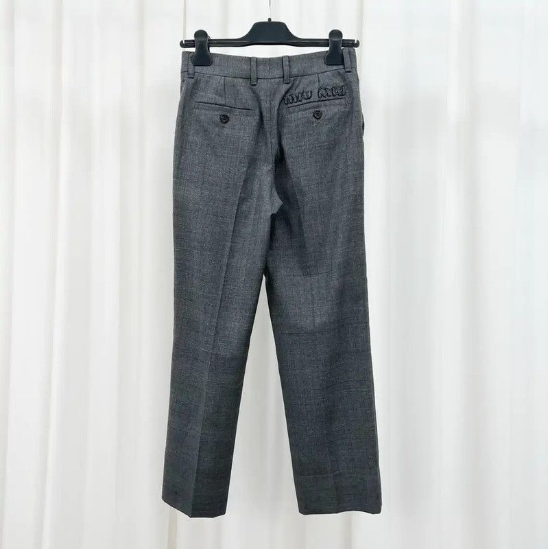 Miu Miu Miu Miu Gray Cotton Blend Embroidered Pants 0089 Size 23" - 2 Thumbnail
