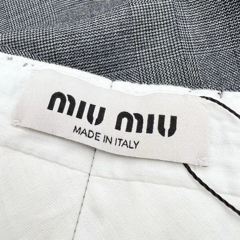Miu Miu Miu Miu Gray Cotton Blend Embroidered Pants 0089 Size 23" - 6 Thumbnail