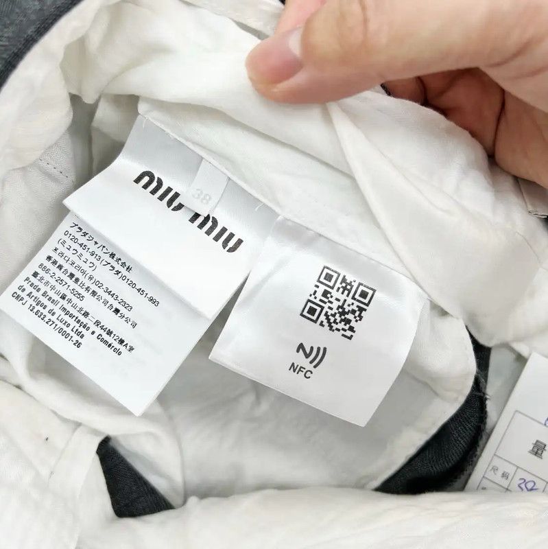 Miu Miu Miu Miu Gray Cotton Blend Embroidered Pants 0089 Size 23" - 7 Thumbnail
