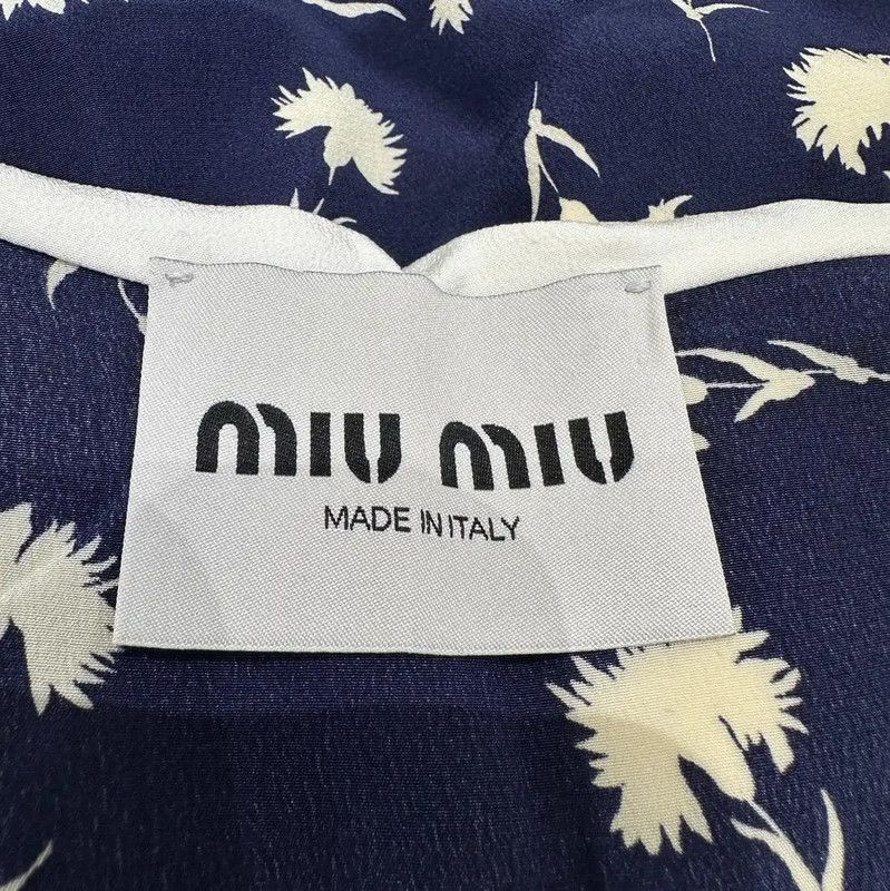 Miu Miu Miu Miu Floral Logo Short Sleeve Dress 0089 Size S / US 4 / IT 40 - 7 Thumbnail