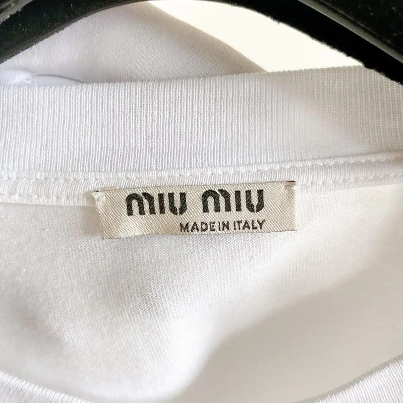 Miu Miu Miu Miu Club Short Sleeve White T-Shirt 0089 Size XS / US 0-2 / IT 36-38 - 5 Thumbnail