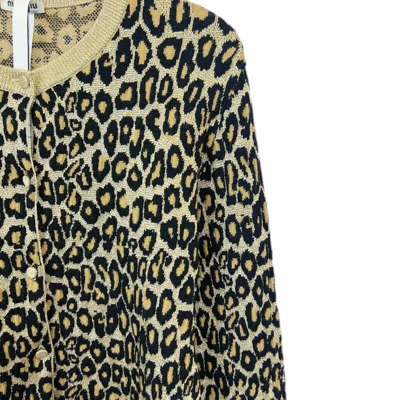 Miu Miu Miu Miu Animal Print Short Sleeve Cardigan 0089 Size XS / US 0-2 / IT 36-38 - 3 Thumbnail