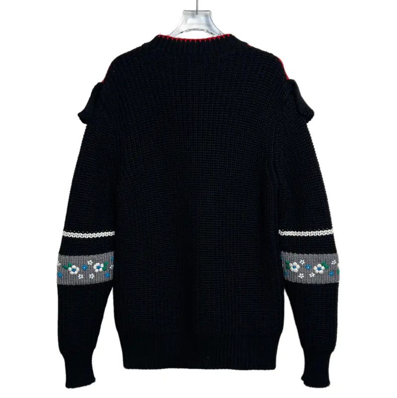 Miu Miu Miu Miu Black Cashmere Sweater with Floral Detail 0089 Size M / US 6-8 / IT 42-44 - 2 Thumbnail