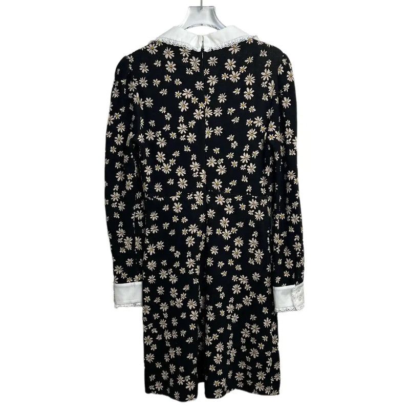 Miu Miu Miu Miu Black Cotton Dress with Floral Print 0089 Size S / US 4 / IT 40 - 2 Thumbnail