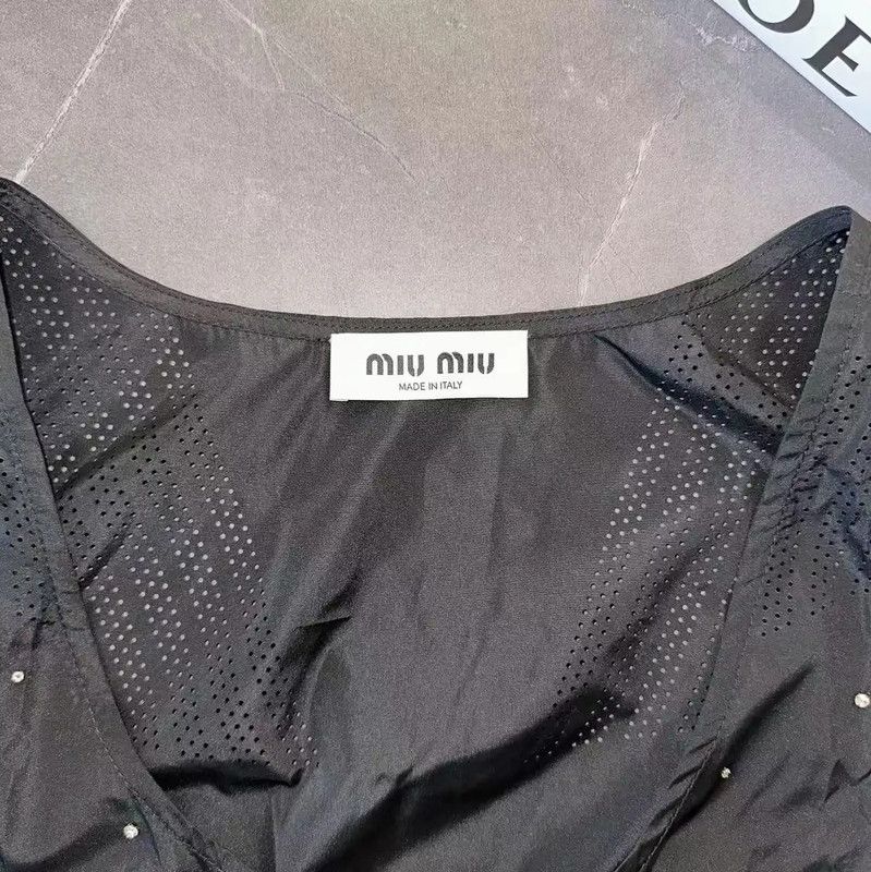Miu Miu Miu Miu Summer Black Sleeveless T-Shirt 0089 Size M / US 6-8 / IT 42-44 - 3 Thumbnail