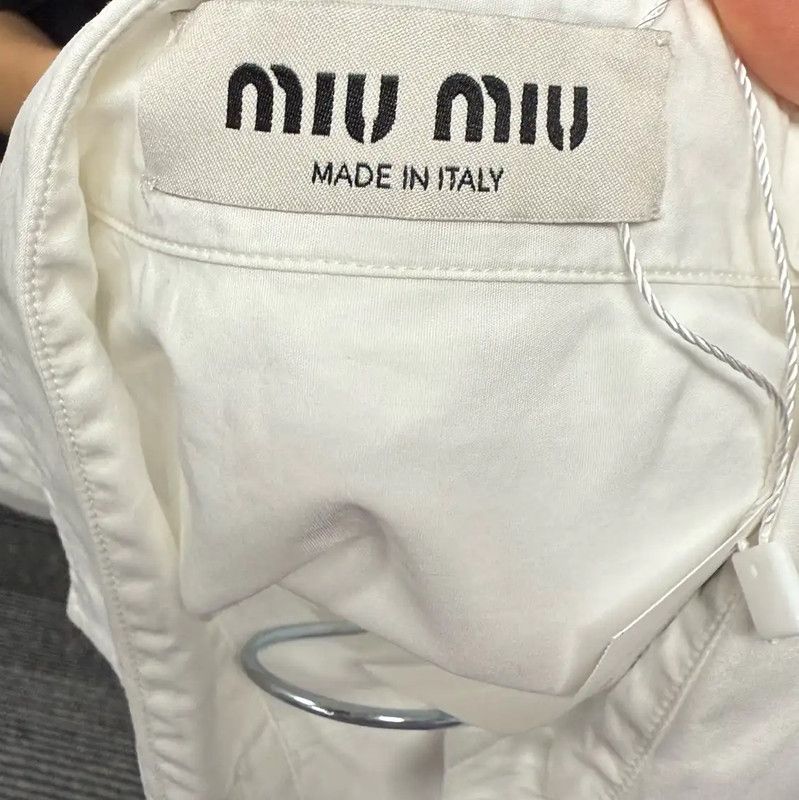 Miu Miu Miu Miu Women's White Cotton Cropped Shirt 0089 Size M / US 6-8 / IT 42-44 - 4 Thumbnail